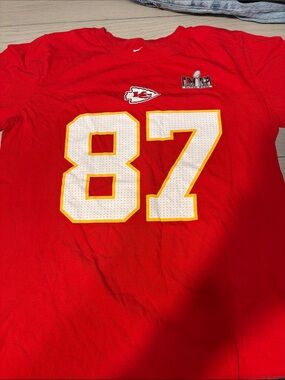 Nike Kansas City Chiefs Red #87 Tee with White & Yellow Graphics